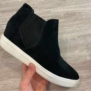 Steve Madden Sultan Womens Wedgie Sneakers Stretchy Sides 9M in Black Suede